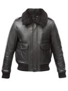Matchesfashion.com Ami - Shearling-collar Leather Bomber Jacket - Mens - Black