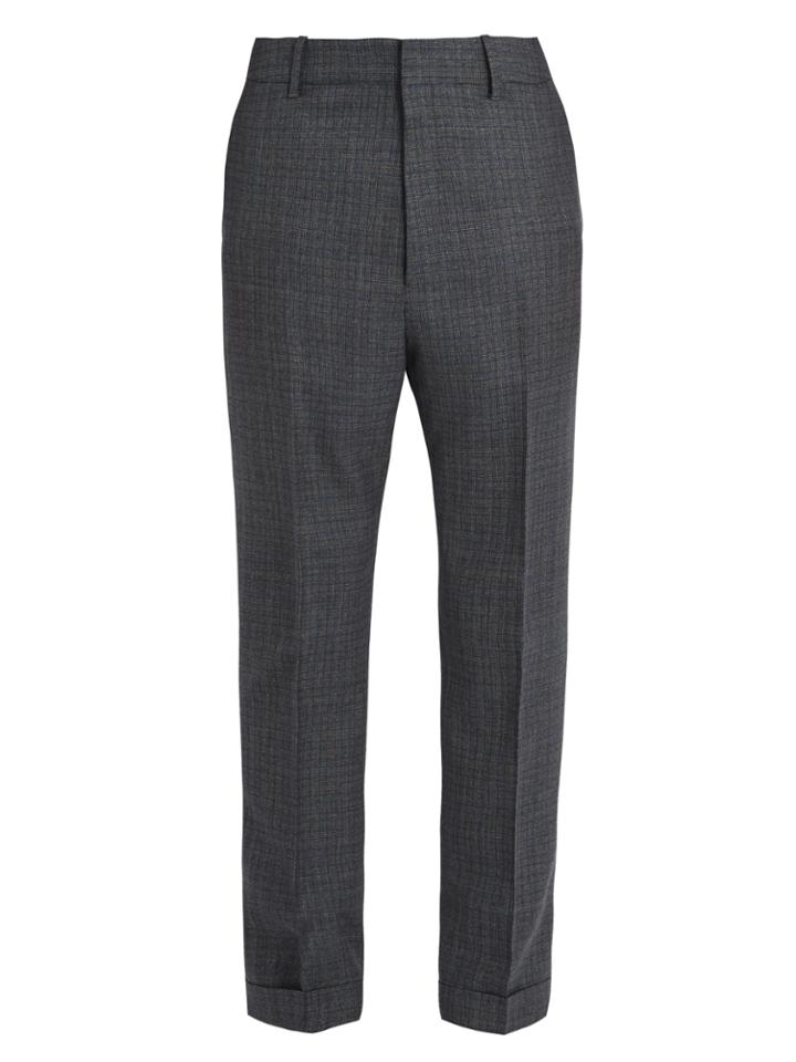 Bottega Veneta Tapered-leg Windowpane-check Wool Trousers