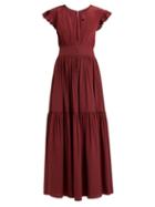 Matchesfashion.com Loup Charmant - Mayette Plunge Neck Silk Dress - Womens - Burgundy