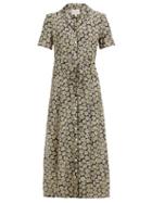 Matchesfashion.com Hvn - Maria Daisy Print Silk Midi Dress - Womens - Black Multi