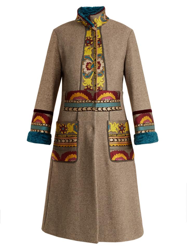 Etro Lhamu Jacquard-panel Wool Coat