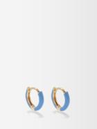 Fry Powers - Neon Enamel & 14kt Gold Huggie Earrings - Womens - Blue