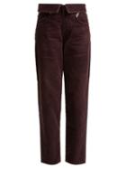 Matchesfashion.com Jean Atelier - Flip Fold Over Corduroy Jeans - Womens - Dark Purple