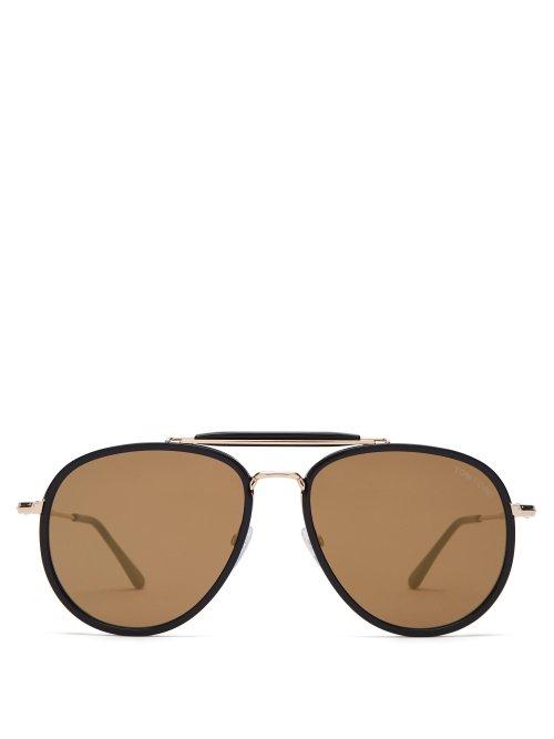 Matchesfashion.com Tom Ford Eyewear - Tripp Metal And Acetate Aviator Sunglasses - Mens - Black