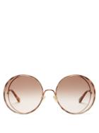 Matchesfashion.com Chlo - Hanah Oversized Round Metal Sunglasses - Womens - Gold