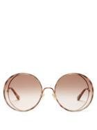 Matchesfashion.com Chlo - Hanah Oversized Round Metal Sunglasses - Womens - Gold