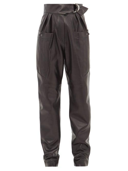Matchesfashion.com Isabel Marant - Ferris High Rise Belted Leather Cargo Trousers - Womens - Black