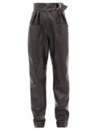 Matchesfashion.com Isabel Marant - Ferris High Rise Belted Leather Cargo Trousers - Womens - Black