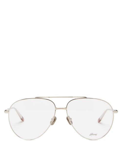Matchesfashion.com Brioni - Aviator Titanium Glasses - Mens - Silver