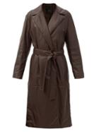 Matchesfashion.com Joseph - Cola Belted Padded-leather Coat - Womens - Burgundy