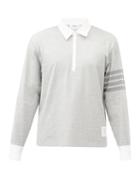 Matchesfashion.com Thom Browne - Four-bar Cotton-jersey Rugby Shirt - Mens - Light Grey