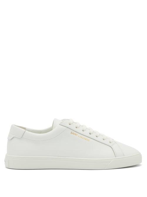Ladies Shoes Saint Laurent - Andy Leather Trainers - Womens - White