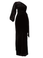 Matchesfashion.com Maria Lucia Hohan - Amaris One Shoulder Velvet Dress - Womens - Black