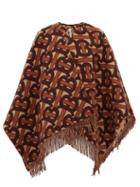 Matchesfashion.com Burberry - Tb Monogram Wool Blend Poncho - Womens - Brown