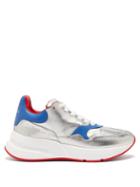 Matchesfashion.com Alexander Mcqueen - Runner Raised Sole Low Top Leather Trainers - Mens - Silver Multi