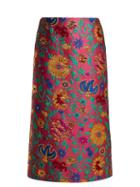 Matchesfashion.com La Doublej - Dragon Flower Floral Brocade Pencil Skirt - Womens - Pink Print