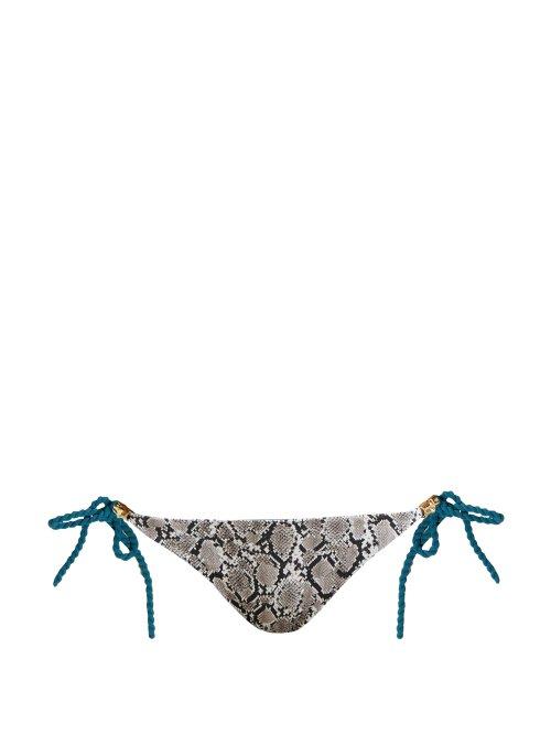 Matchesfashion.com Heidi Klein - Reversible Snake Print Side Tie Bikini Briefs - Womens - White Multi