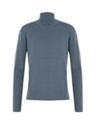 Matchesfashion.com Wooyoungmi - Ribbed Knit Roll Neck Wool Sweater - Mens - Light Blue