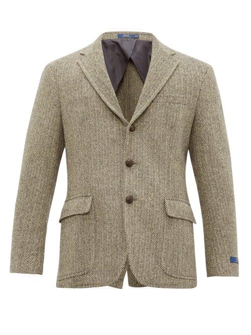 Matchesfashion.com Polo Ralph Lauren - Herringbone Wool Blend Blazer - Mens - Black