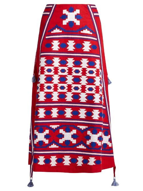 Vita Kin Mexico Embroidered Linen Skirt