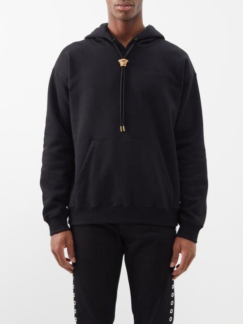 Versace - Medusa Drawstring Fleece Hoodie - Mens - Black