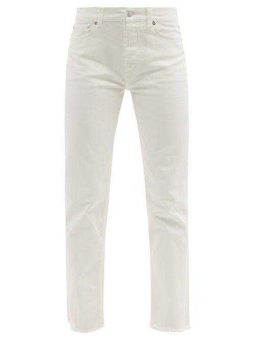 Matchesfashion.com Christopher Kane - Frayed-cuff Organic-cotton Jeans - Womens - White