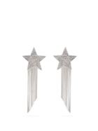 Matchesfashion.com Saint Laurent - Crystal-encrusted Star & Tassel Clip Earrings - Womens - Crystal