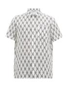 Matchesfashion.com Neil Barrett - Monogram-print Satin Short-sleeved Shirt - Mens - White Black
