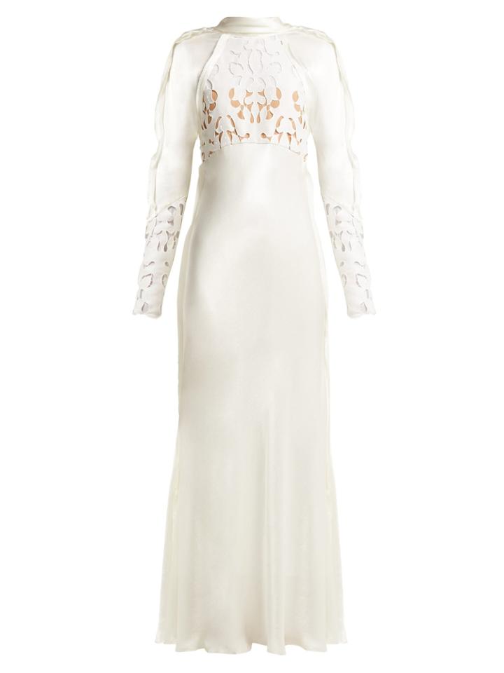 Self-portrait Lace-panel Satin Dress