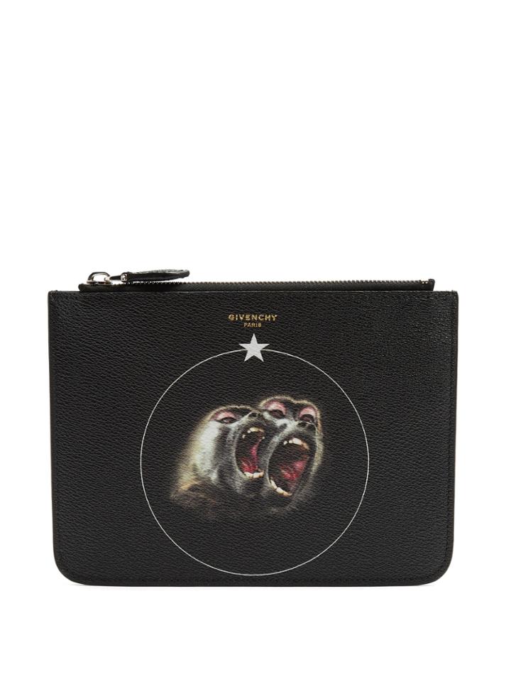 Givenchy Monkeys-print Medium Leather Pouch