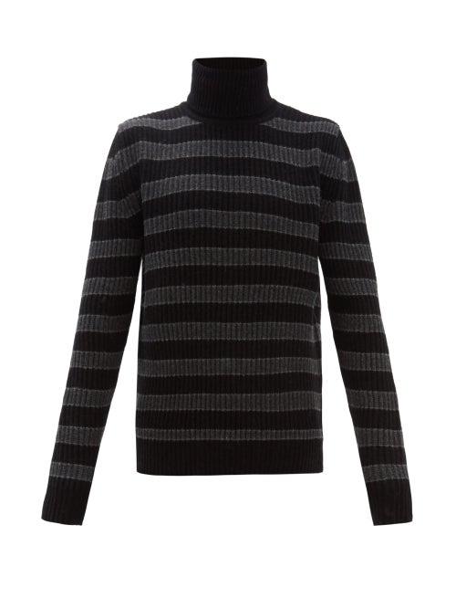 Matchesfashion.com The Gigi - Striped Roll Neck Wool Blend Sweater - Mens - Black Multi