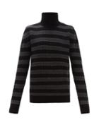 Matchesfashion.com The Gigi - Striped Roll Neck Wool Blend Sweater - Mens - Black Multi