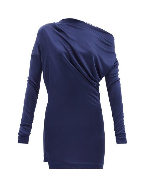 Vivienne Westwood - Draped Jersey Mini Dress - Womens - Navy