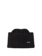 Saint Laurent - Logo-plaque Ribbed-knit Cashmere Beanie Hat - Womens - Black