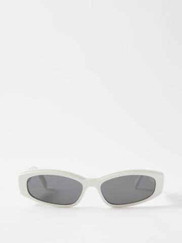 Celine Eyewear - Bold Story Oval Acetate Sunglasses - Womens - Ivory Multi