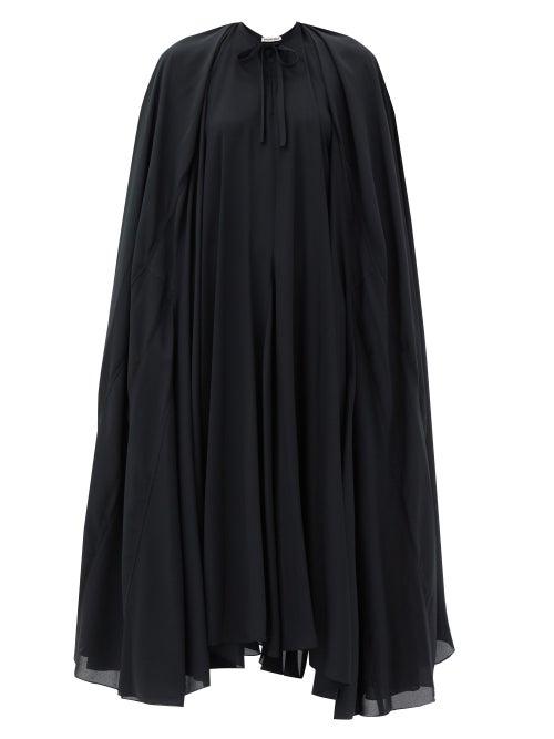 Matchesfashion.com Balenciaga - Caped Satin-crepe Dress - Womens - Black