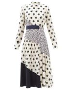 Matchesfashion.com Stella Mccartney - Amora Tangerine-print Silk Dress - Womens - Navy Multi