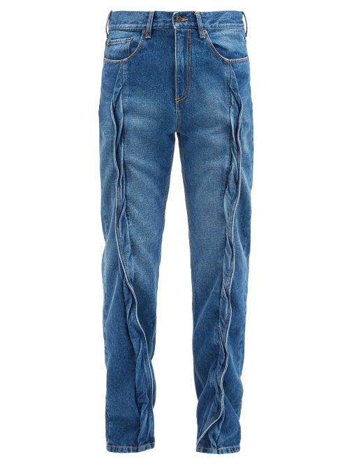 Matchesfashion.com Y/project - Twisted-seam Slim-leg Jeans - Mens - Navy