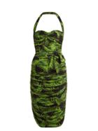 Matchesfashion.com Norma Kamali - Palm Print Ruched Dress - Womens - Green Print
