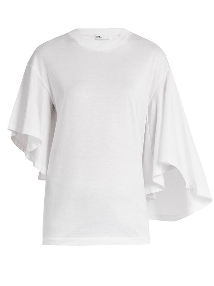 Toga Flared-sleeve Cotton-jersey T-shirt