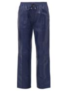 Matchesfashion.com Joseph - Dino Drawstring Waist Leather Trousers - Womens - Blue