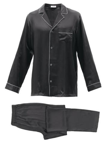 Zimmerli - Logo-embroidered Piped Silk Pyjama Set - Mens - Grey