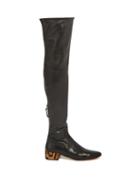 Francesco Russo Over-the-knee Leather And Calf-hair Boots