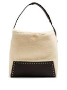 Stella Mccartney Stud-embellished Faux-shearling Shoulder Bag