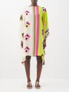 Louisa Parris - The Short Printed Silk Crepe De Chine Midi Dress - Womens - Green Multi