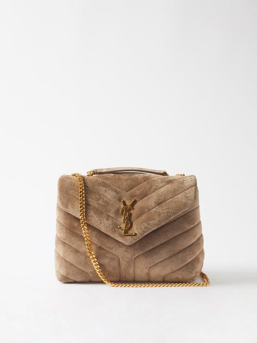 Saint Laurent - Loulou Small Quilted-suede Shoulder Bag - Womens - Beige