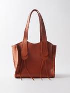 Chlo - Mony Whipstitched Leather Shoulder Bag - Womens - Orange