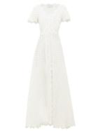 Matchesfashion.com Luisa Beccaria - Cotton-blend Sangallo-lace Maxi Dress - Womens - White