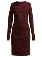 Matchesfashion.com Givenchy - Leopard Print Jacquard Midi Dress - Womens - Burgundy Multi