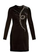 Valentino Snake-embroidered Beaded Velvet Mini Dress